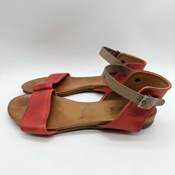 Miz Mooz Women's Alanis Ankle Strap Flat Sandals Red/Tan Size 8 Boho Festival - Picture 7 of 12